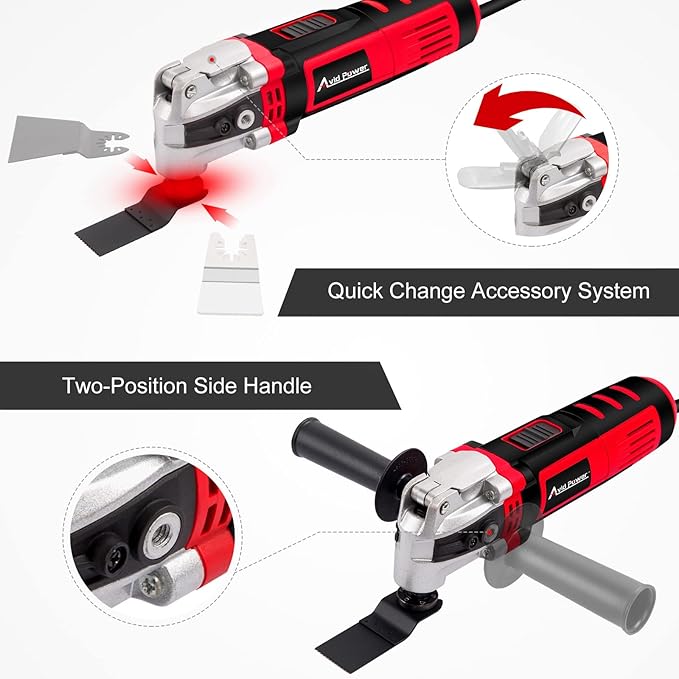 AVID POWER Oscillating Tool, 3.5-Amp Oscillating Multi Tool with 4.5째 Oscillation Angle, 6 Variable Speeds and 13pcs Saw Accessories, Auxiliary Handle and Carrying Bag
