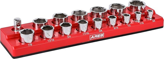 ARES 70236-16-Piece 1/2-Inch SAE Magnetic Socket Organizer - Holds 15 Sockets and 1 Socket Adapter - Keeps Your Tool Box Organized