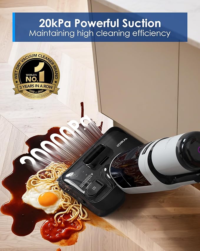 Tineco Floor ONE i5 Stretch Wet Dry Vacuum Cleaner, Vacuum & Mop in One Step, 20kpa Powerful Suction, 180째 Lay-Flat Design, Anti-Tangle Design, Dual-Sided Edge Cleaning, Up to 30* Minutes Runtime