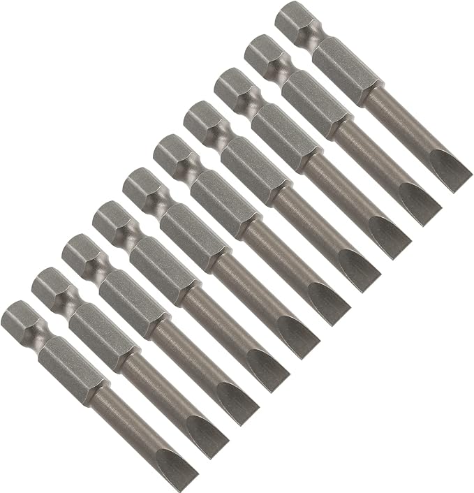 10 Pcs SL5 Magnetic Slotted Screwdriver Bits S2 Steel Flat Head Screwdriver Bits with 1/4 Inch Hex Shank, 2 Inch Length