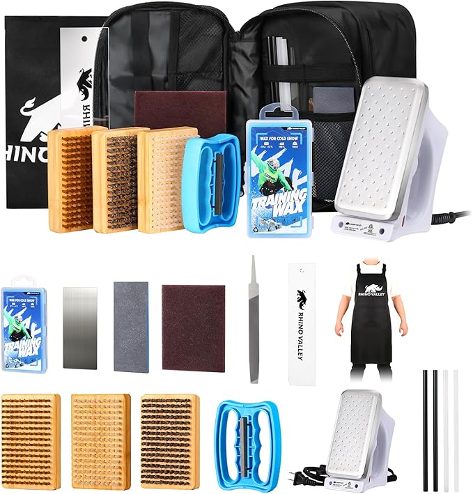 Ski Snowboard Tuning and Waxing Kit, 13/15 PCS Ski Wax Kit with 120V Waxing Iron, Snowboard Repair Kit Tuning Equipment with Universal Wax, Scraper, Ptex, Brush, Heavy Duty Carry Case