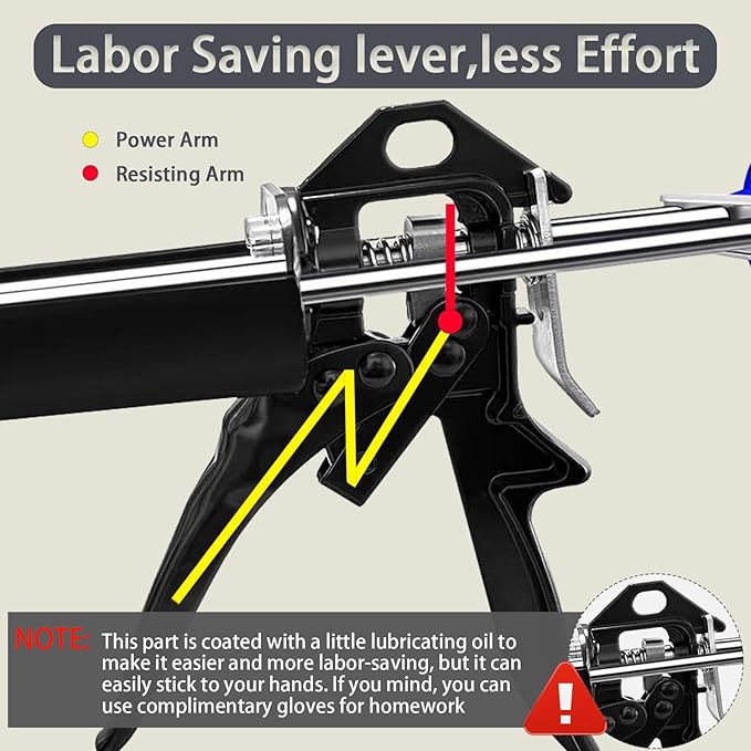Dual Caulking Gun for 400 mL / 13.5 fl oz, Double Cartridge Epoxy Gun, 28:1 Thrust Ratio, Hand Manual Black Panel Bond Adhesive Caulk Gun (1:1 Mix Ratio)