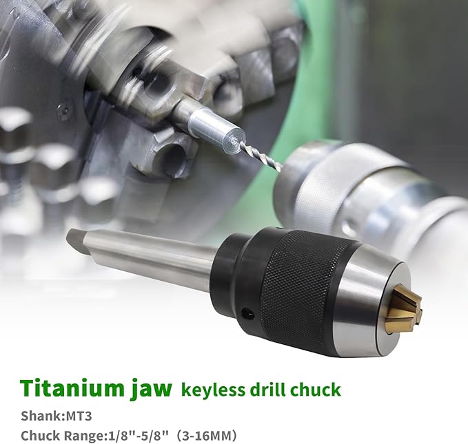 1/8"-5/8" Heavy Duty MT3 Shank Lathe Keyless Drill Chuck Special Titanium Jaws