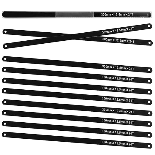 12 Inch Mini Hacksaw Blades Replacement for Metal Cutting, Hack Saw Assortment Hand Tools Replacement for Cutting Wood, PVC, Copper Tube, Iron Pipe, Stainless Steel, 10 Pack