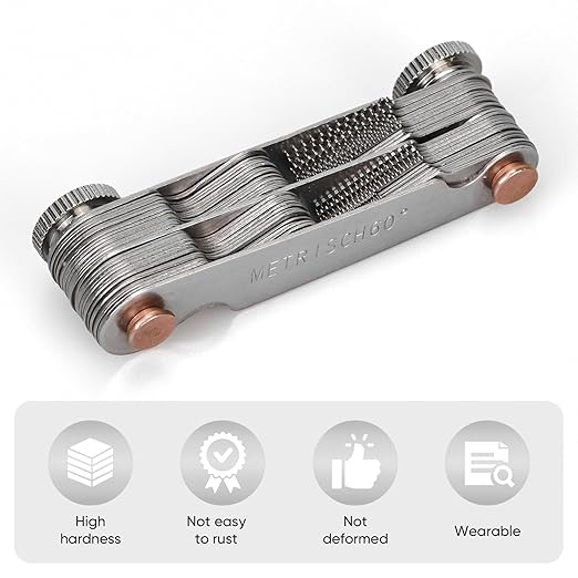 Thread Pitch Gauges Measure Tool Set,Stainless Steel Thread Gauges, Metric & Imperial Screw Gauge SAE Whitworth 55 Degree & Metrisch 60 Degree Thread Pitch Gauge for Industrial Measurement