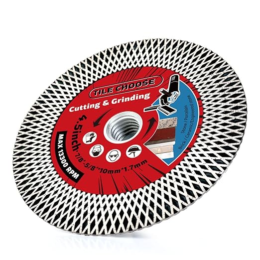 4.5" Tile Cutting Blade Diamond Blade with Flange for Cutting and Grinding Porcelain Tile Granite Marble