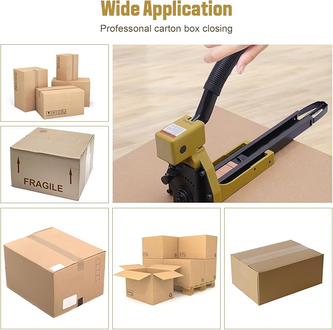 BANLICALI Carton Stapler Heavy Duty Manual Carton Closing Stapler with 100 Pcs Staples 1-3/8-Inch Crown, 3/4-Inch Length, Industrial Staple Tool for Sealed Boxes, Cartons, Corrugated Cardboard