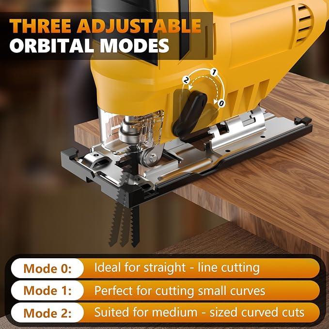 Cordless Jig Saw for Dewalt 20v Max Battery, Brushless Orbital Jigsaw, 0°- 45° Bevel Cuts, 3 Orbital Settings with LED Light for Straight Curve Circle Cutting (No Battery)