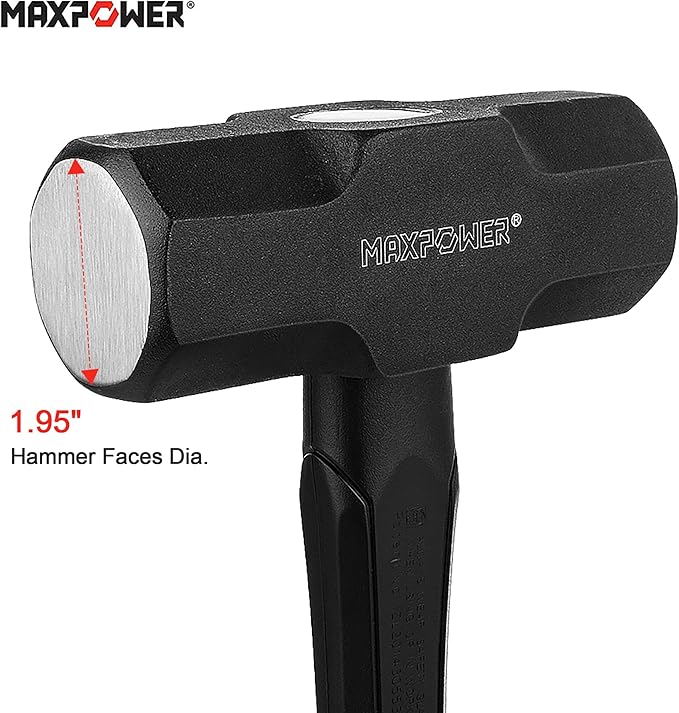 MAXPOWER 4lb Sledge Hammer, Steel Head, 12-inch Fiberglass Handle Shock-resistant