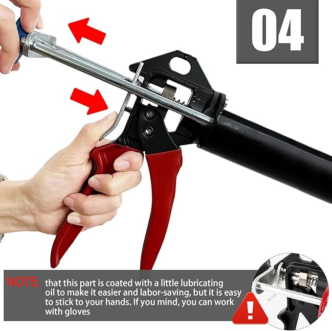 Dual Epoxy Gun for 200 mL / 6.76 fl oz, Double Cartridge Caulking Gun, Hand Manual Black Panel Bond Adhesive Caulk Gun (2:1 Mix Ratio)