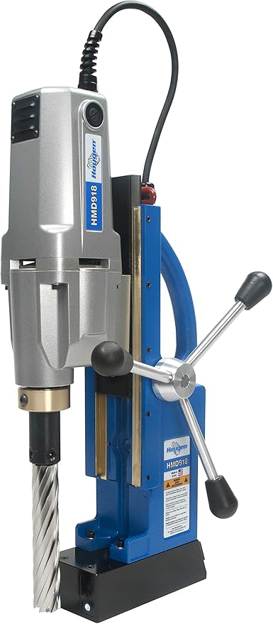 Hougen HMD918 Two Speed Magnetic Drill 6" Depth with Pressurized Coolant System - 115V Drill Holes Up to 6" Deep, Multiple Stacked Plates or Extend Your Hole Reach Capability