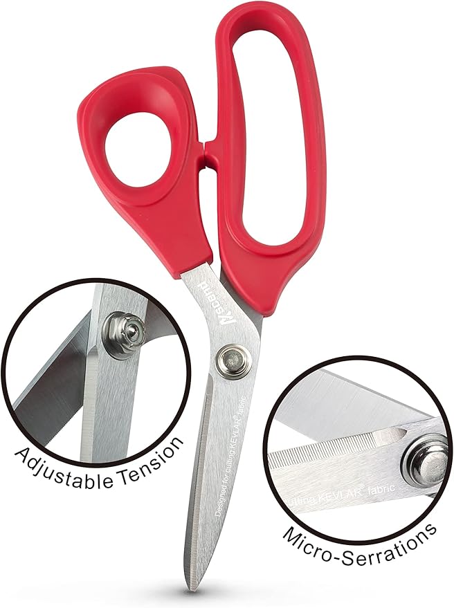 Ascend Tools 8 inch Industrial Grade Carbon Steel Shears - Kevlar, Dyneema, Vectran, Spectra, Technora, Nomex, Innegra, Dacron, Fiberglass, Carbon Fiber, Best Shears for Splicing