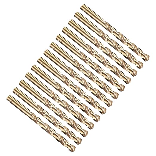 PATIKIL 3/8" Drill Bit, Jobber Straight Shank M35 Cobalt 5% High-Speed Steel 135째 Gold Finish for Stainless Steel Hard Metal - 13 Pack