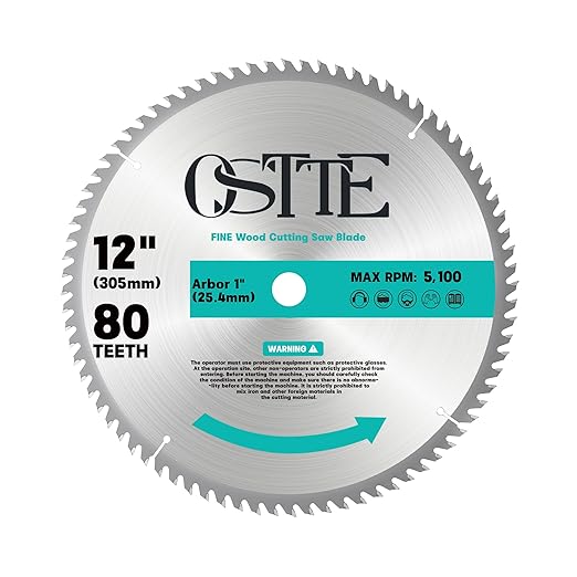 12-Inch Miter Saw Blades 80-Tooth, 1 Inch Arbor, Woodworking Saw Blades for Table Saw, Circular Saw Blade, 1 Pack