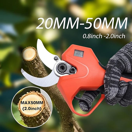 Electric Pruning Shears竊? inches (50mm) Cutting Diameter竊똂ordless Pruning Shears with LCD Display竊?pcs 2000mAh Rechargeable Lithium Battery, 2pcs Upgraded SK5 blades