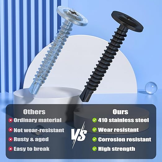 100Pcs #8 x 1-3/4" Self Drilling Screws for Metal,410 Stainless Steel Black Zinc Plated,Self Tapping Sheet Metal TEK Screws,Modified Truss Head