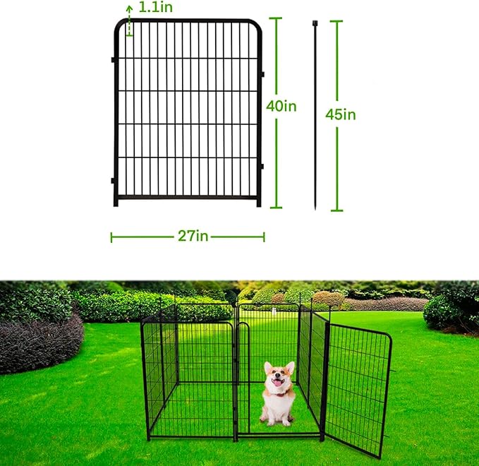 40in(H) Doorless Fence for Garden 14 Panels竊?31.2 Ft(L) Barrier, Outdoor Garden Protection for Dogs Low Threshold,Indoor Fence Without Gate