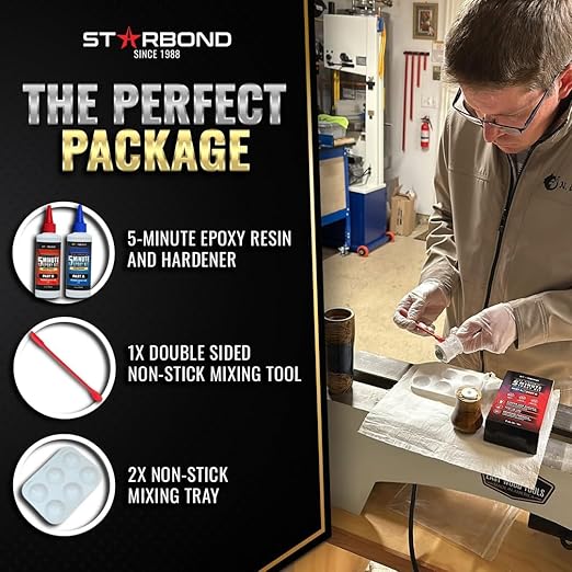 8 oz. XL Starbond 5 Minute Epoxy Pro Kit??Flexible Toughened (2,600 lb Shear Strength), Easy to Use, Fast Setting Glue ??Compatible with Metal, Plastic, Wood, Ceramics, Glass and More