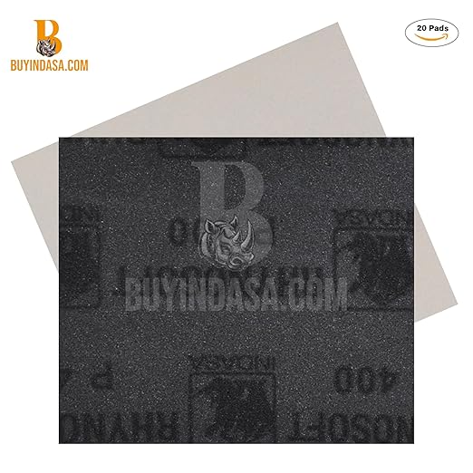 Indasa Rhynosoft Foam Sanding Pads - 4.5" x 5.5",Hook and Loop, 600 Grit, Redline, Flexible,Tear-Resistant,Ideal for Automotive,Wood,& Finishing (Pack of 20 Pads)