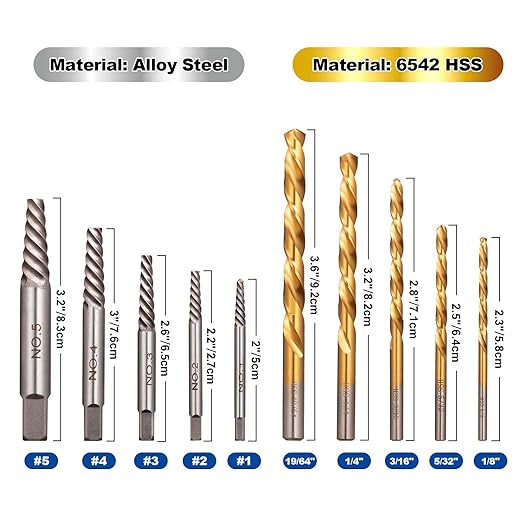 Toolwiz Easy Out Screw Extractor Set ??14PCS Broken Bolt Extractor Kit with HSS Left Handed Drill Bits for Removing Stripped Screws, Broken Bolts, Damaged Nuts Easy Out Set with Canvas Bag
