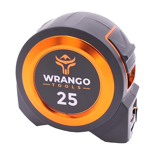 Wrango Tools 25 FT Tape Measure - Retractable Measuring Tape - Oversized & Double-Sided Print - Blade Lock, Finger Brake - Nylon Coating, 10' Stand-Out - 13' Reach / 1-1/16" Blade - 2 Pack