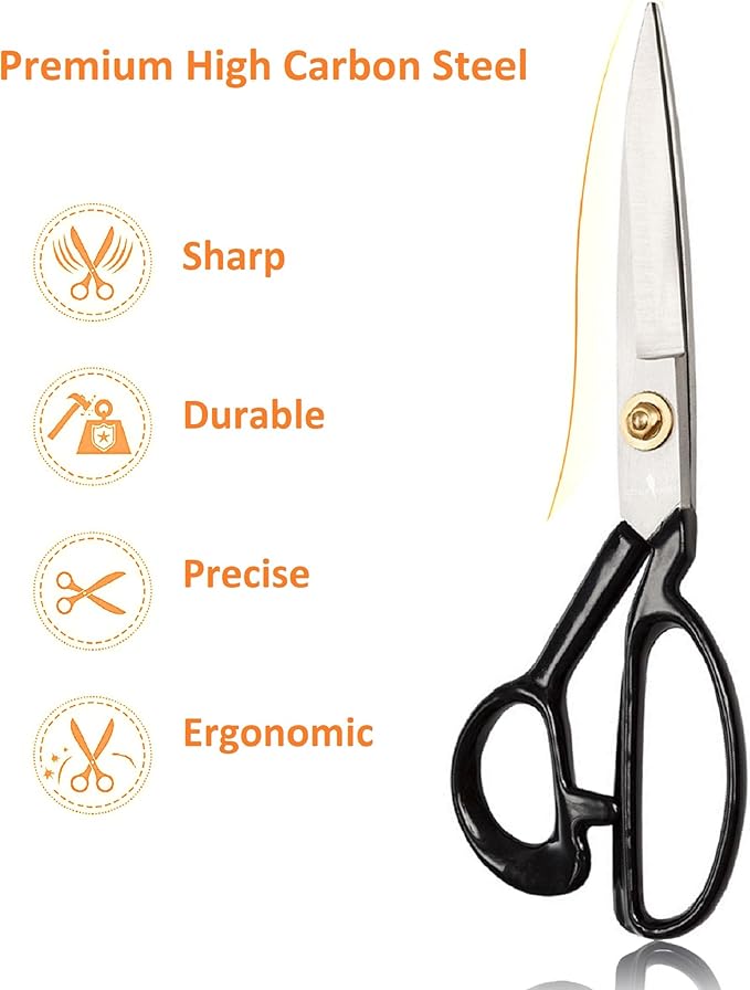 Sewing Scissors Ultra Sharp + Free Craft Knife - 9" Heavy Duty Professional Shears - All Purpose Scissors: Office & Crafts, Perfect for Seamstress, Tailors, Dressmakers, Students, Artists