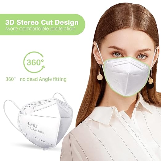 50 Pcs KN95 Face Maks for Audlts (White)