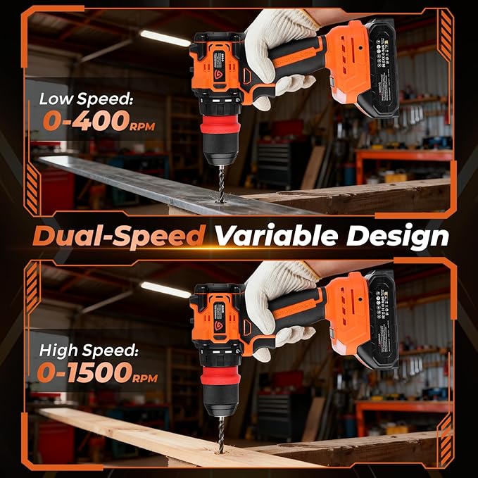 21V Brushless Cordless Drill Driver Kit, 5-in-1 Multi-Head System with 2 Batteries and Charger, Right Angle Adapter, Offset Head, 3-Jaw Chuck, Extension Head