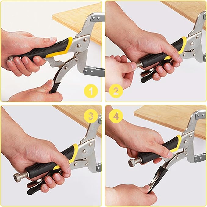 4 Pack 14 Inch C Clamp Locking Pliers,Locking C Clamp, Adjustable Nickel Plated C Pliers For Wood Working, Welding, Electrician Maintenance and more, by GENHAKON