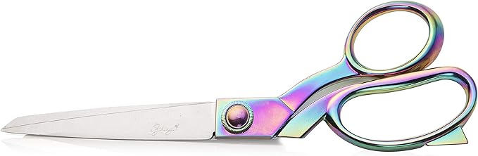 eZthings짰 10" Dressmaker Sewing Classic Ultra Sharp Shears Heavy Duty Tailor Fabric Scissors in Titanium Coating Stainless Steel (10 Inch Rainbow)