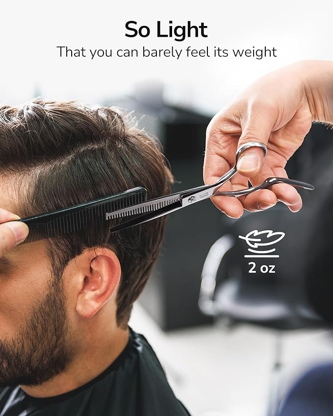 ULG Hair Thinning Scissors Professional Barber?셲 Texturizing Teeth Shears for Hairdressing, Salon and Home Use Thinning Shears for Hair Cutting, Made of Japanese Stainless Steel, 6.5 inch