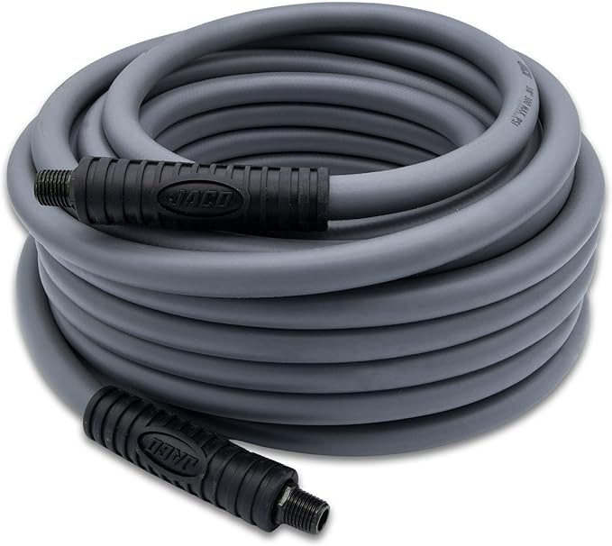 JACO FlexPro Hybrid Air Hose (3/8" x 50 ft) | Dual 1/4" M-NPT Fittings (Storm Gray)