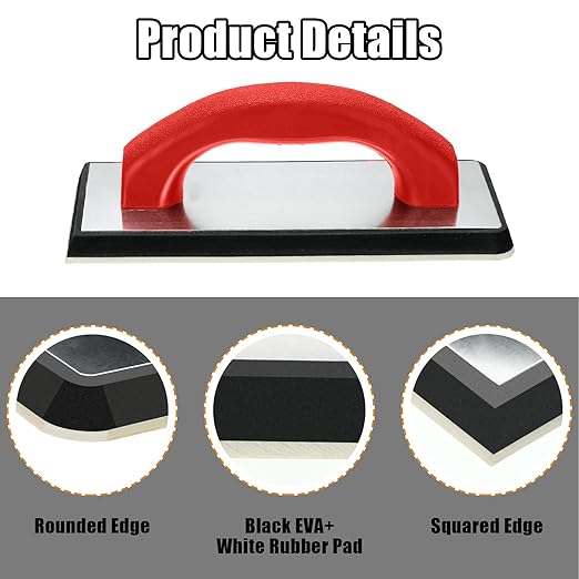 Blulu 11 Pcs Grout Float Sets Include 9.5 x 4 Inch Molded Rubber Grout Float, 6 Sponge, Angled Tile Saw with 3 Blades Replacement, Removal Tool for Masonry Stucco Drywall Concrete (Red)