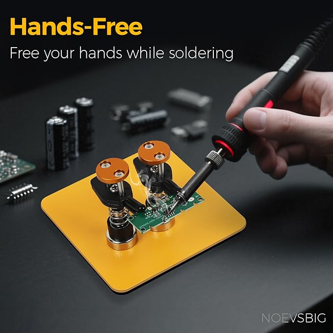 Magnetic Helping Hands Clamp Metal, Adjustable Third Hand Soldering Holder Stand For Small Electronics, Hobby DIY, Craft, PCB Repair, Precise Work, Exclusive Dual-Head Ultra-Grip