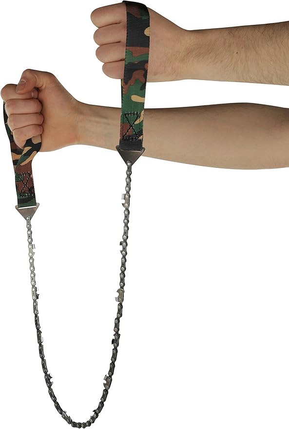 Pocket Chainsaw - Razor Sharp Self Cleaning 25.5 In Portable Hand Saw Survival Gear with Black Holster for Camping, Hunting, Hiking | Pocket-sized 25.5” Emergency Wilderness Survival Chain Saw (Green)