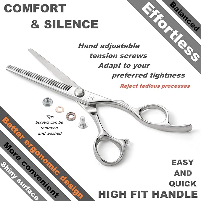 High-end Professional Hair Thinning Scissors Hair Cutting Teeth Shears Barber Hairdressing Texturizing Scissor Extremely Very Sharp 6 Inch Stainless Steel Alloy For Men,Women,Salon & Home