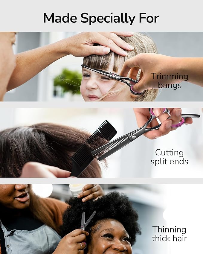 ULG Hair Thinning Scissors Professional Barber?셲 Texturizing Teeth Shears for Hairdressing, Salon and Home Use Thinning Shears for Hair Cutting, Made of Japanese Stainless Steel, 6.5 inch