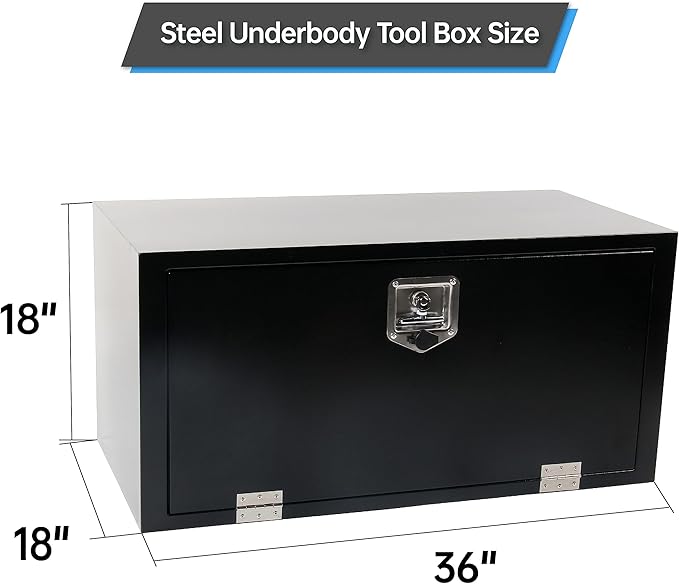 Steel Truck Tool Box, 36’’ Underbody Truck Tool Boxes for Underbed of Truck, Trailer, Rv -Black（36''x18''x18''）