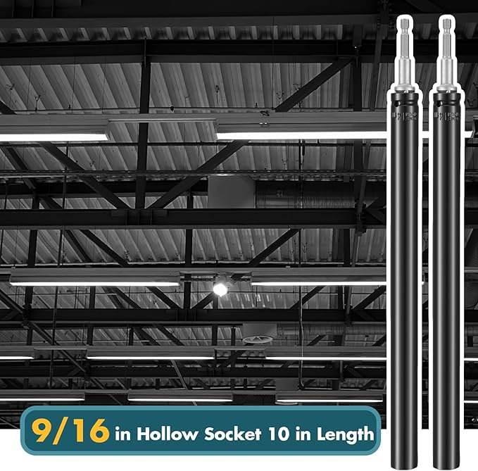 Blulu 9/16"(14mm) Power Nut Driver, Nut Runner Hollow Socket with 1/4" Hex Shank, Fit Long Bolts and Ductwork for Overhead Fastening Applications Operations(2 Packs,10 Inch)