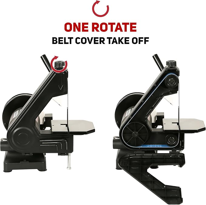 Bucktool Low Speed Bench Belt Grinder Combo, 2.1A 1x30 inch Belt & 6 inch Grinder, 1/3 HP Low Speed Bench Belt Disc Sander Combo for Knife Making, Sharpening, Woodworking, Metalworking