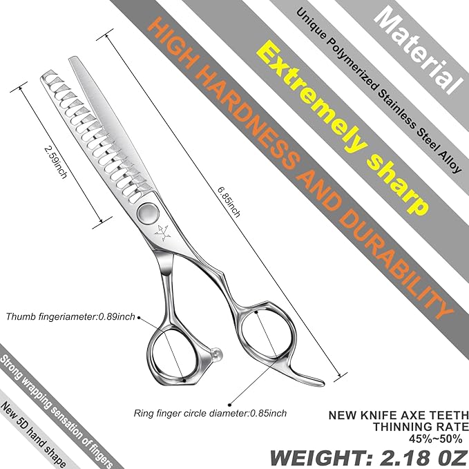 High-end Professional Hair Cut Thinning Scissors Hair Cutting Teeth Shears Barber Hairdressing Texturizing Scissor Extremely Very Sharp 6 Inch Stainless Steel Alloy For Men Women Salon& Home