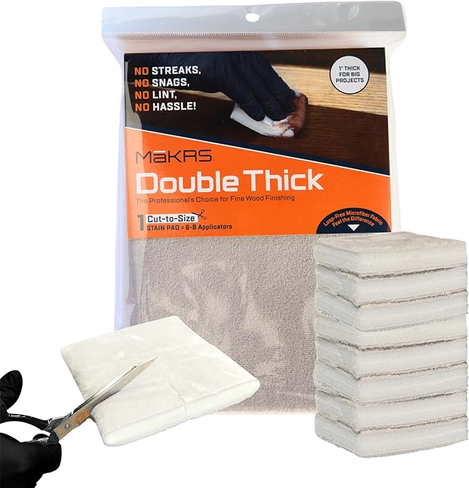 M훮KRS Double Thick Stain Pad, Cut-to-Size Staining Pads, 1-Pack, Lint, Snag, Streak-Free Applicator, Micro Brush Material, Wood Stains and Oil Based Finishes, Easy to Use with Consistent Application