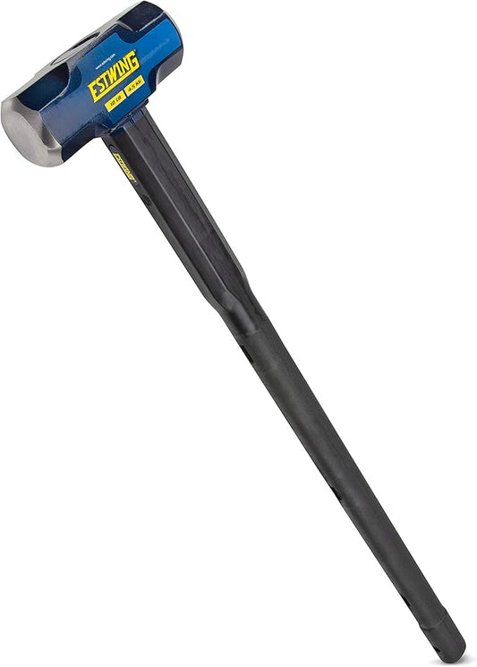 Estwing 10-Pound Hard Face Sledge Hammer - 36-Inch Indestructible Handle, Locked Steel Head, Vulcanized Rubber Grip for Demolition & Stake Driving