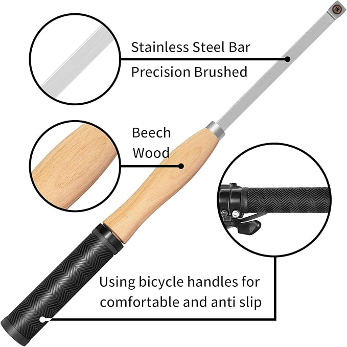 18.3" Full Size Carbide Tip Wood Lathe Turning Tool Kit, Lathe Roughing and Finishing Tool with Diamond Round Square Carbide Inserts for Woodturning 竊?pcs