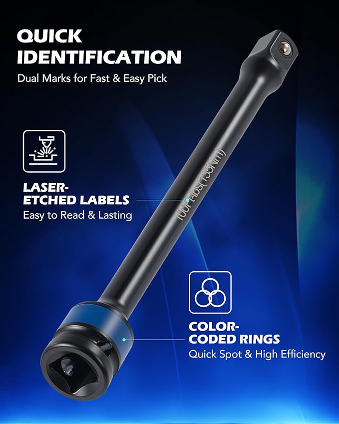 Orion Motor Tech 1/2 Inch Drive Torque Limiting Extension Bar, 150 ft-lb, Black, Chromoly Steel