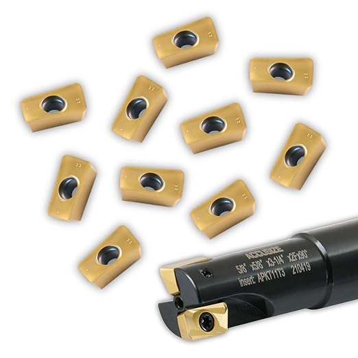 Accusize Industrial Tools 5/8" 90째 Square Shoulder Indexable End Mill w/ 10 add'l APKT11T308 Inserts, 5/8" Shank, 3-1/4" OAL, 0.433" ap, 2 Flutes, APKT11T308, Carbide Inserts, 0056-0916+0056-1130