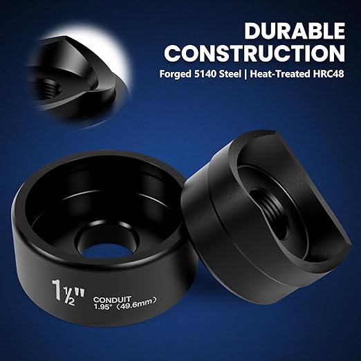 Hydraulic Knockout Punch Set (1/2" to 2") - Electrical Conduit & Metal Sheet Hole Cutter Kit, 8 Ton, Alloy Steel