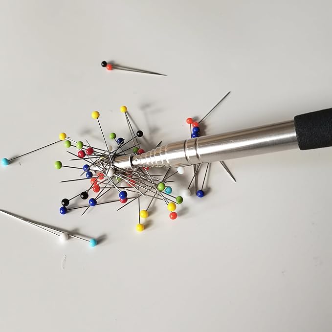 HONEYSEW Needle Stick and Pin Retriever Telescoping Magnetic Pickup Tool Extends to 39”, Picks Up Metal Sewing Notions Without Bending Over, Extendable Magnet Sweeper
