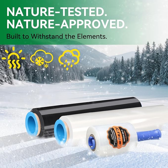 Stretch/Shrink Wrap Roll 5" x 1200' - Industrial Plastic Wrap for Moving, Heavy Duty 80 Gauge, 600% Stretch for Packing, Pallets, Shipping&Furniture Protection-2 Rolls
