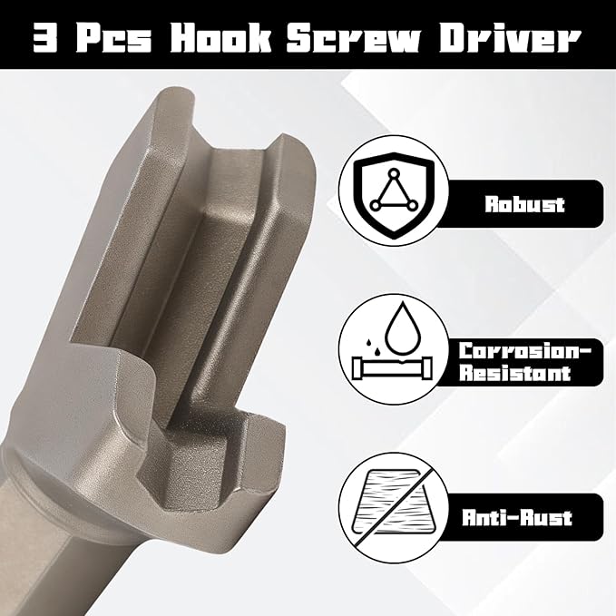 3 Pack 1/4 Inch Y Shank Slot Wing Nut Drill Bit, Y Cup Hook Driver/ Wing Nut Driver Bit/ Mug Hooks, Carbon Steel Power Wing Nut Driver Bit Set for Kitchen, Under Cabinet, Wall and Ceiling Hook Screw